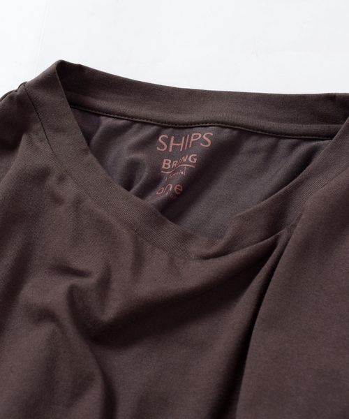 SHIPS(シップス)の「BRING Material×オーガニックコットン スリットロングTEE◇(Tシャツ/カットソー・レディース・ホワイト/ブラック/ブラウン/グリーン・ONE SIZE)」の6枚目の写真