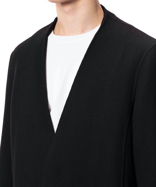 ATTACHMENT(アタッチメント)の「カツラギウールダブルフェイス ノーカラーコート(ノーカラージャケット・メンズ・ライトグレー/ブラック・1/2/3)」の5枚目の写真
