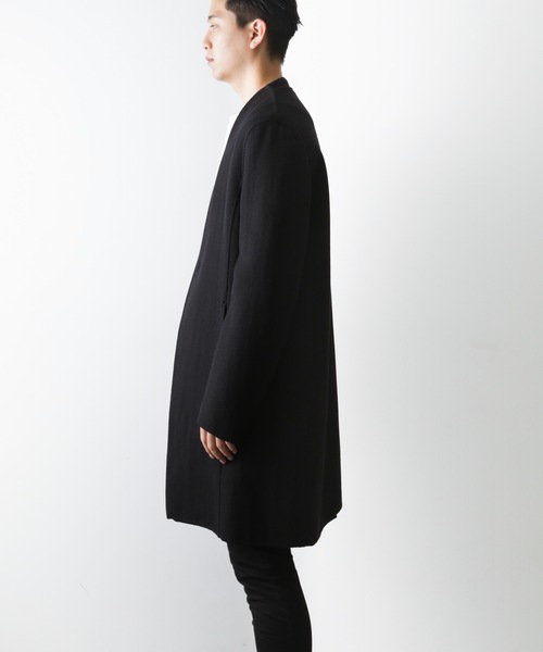ATTACHMENT(アタッチメント)の「カツラギウールダブルフェイス ノーカラーコート(ノーカラージャケット・メンズ・ライトグレー/ブラック・1/2/3)」の10枚目の写真