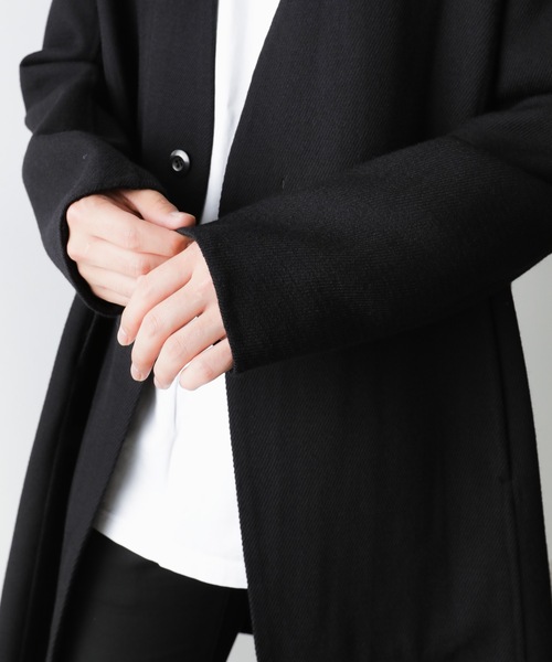 ATTACHMENT(アタッチメント)の「カツラギウールダブルフェイス ノーカラーコート(ノーカラージャケット・メンズ・ライトグレー/ブラック・1/2/3)」の13枚目の写真