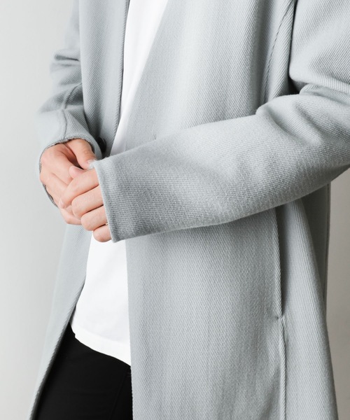 ATTACHMENT(アタッチメント)の「カツラギウールダブルフェイス ノーカラーコート(ノーカラージャケット・メンズ・ライトグレー/ブラック・1/2/3)」の21枚目の写真