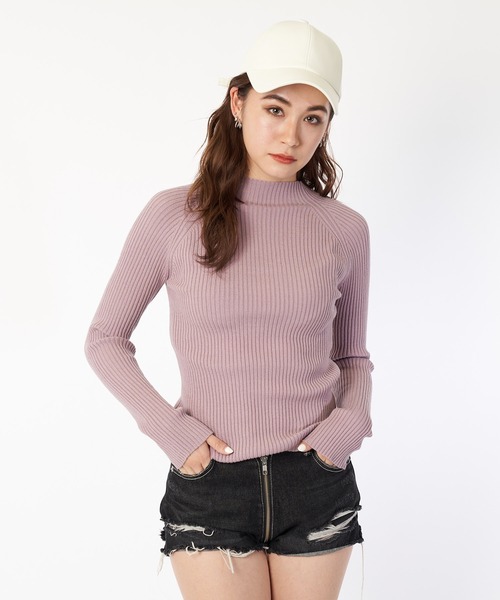 SPIRALGIRL（スパイラルガール）の「ボトルネックリブトップス（Tシャツ/カットソー・レディース・ブラック/ブラウン/オフホワイト/グリーン/パープル・FREE）」の5枚目の写真