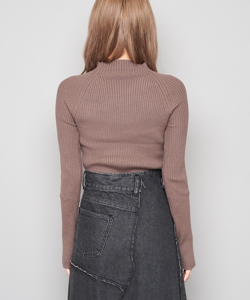 SPIRALGIRL（スパイラルガール）の「ボトルネックリブトップス（Tシャツ/カットソー・レディース・ブラック/ブラウン/オフホワイト/グリーン/パープル・FREE）」の8枚目の写真