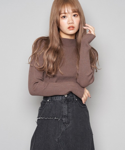 SPIRALGIRL（スパイラルガール）の「ボトルネックリブトップス（Tシャツ/カットソー・レディース・ブラック/ブラウン/オフホワイト/グリーン/パープル・FREE）」の16枚目の写真