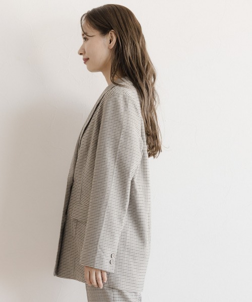 mysty woman(ミスティウーマン)の「チェックWテーラードジャケット 923499(テーラードジャケット・レディース・グリーン/ブラウン・FREE)」の7枚目の写真