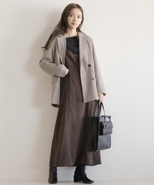 mysty woman(ミスティウーマン)の「チェックWテーラードジャケット 923499(テーラードジャケット・レディース・グリーン/ブラウン・FREE)」の5枚目の写真