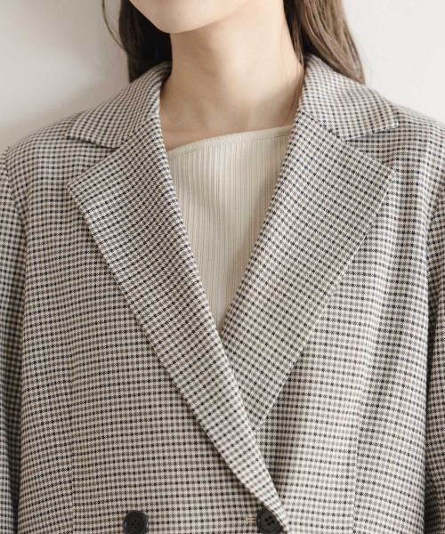 mysty woman(ミスティウーマン)の「チェックWテーラードジャケット 923499(テーラードジャケット・レディース・グリーン/ブラウン・FREE)」の4枚目の写真