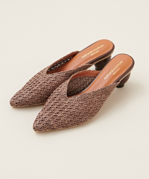 natural couture（ナチュラルクチュール）の「ウッドヒール雑材メッシュミュール（その他シューズ・レディース・アイボリー/ブラック/ブラウン・MEDIUM/LARGE）」の3枚目の写真