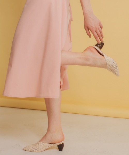 natural couture（ナチュラルクチュール）の「ウッドヒール雑材メッシュミュール（その他シューズ・レディース・アイボリー/ブラック/ブラウン・MEDIUM/LARGE）」の2枚目の写真