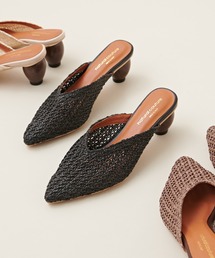 ウッドヒール雑材メッシュミュール