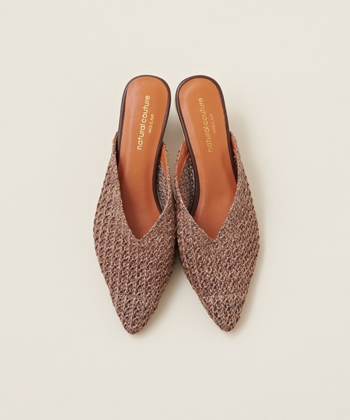 natural couture（ナチュラルクチュール）の「ウッドヒール雑材メッシュミュール（その他シューズ・レディース・アイボリー/ブラック/ブラウン・MEDIUM/LARGE）」の4枚目の写真