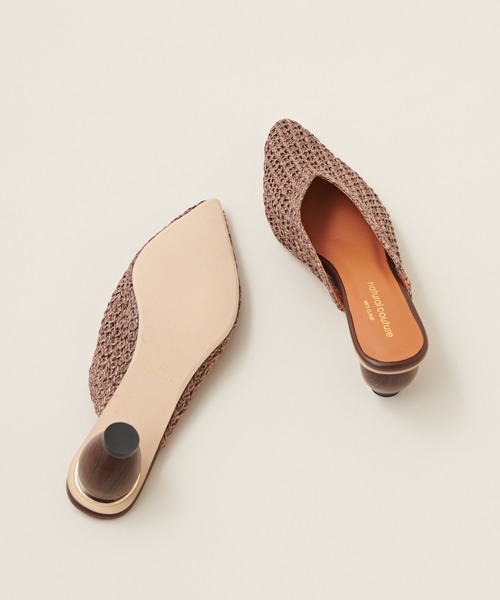 natural couture（ナチュラルクチュール）の「ウッドヒール雑材メッシュミュール（その他シューズ・レディース・アイボリー/ブラック/ブラウン・MEDIUM/LARGE）」の9枚目の写真