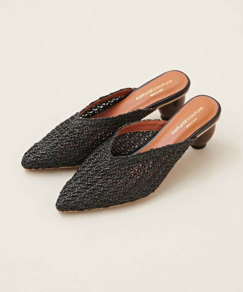 natural couture（ナチュラルクチュール）の「ウッドヒール雑材メッシュミュール（その他シューズ・レディース・アイボリー/ブラック/ブラウン・MEDIUM/LARGE）」の11枚目の写真