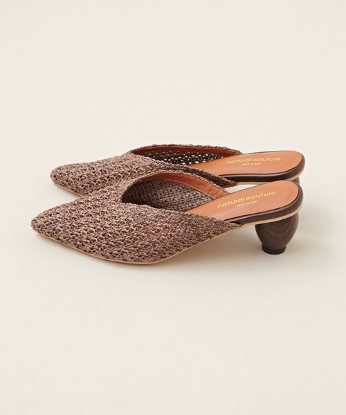 natural couture（ナチュラルクチュール）の「ウッドヒール雑材メッシュミュール（その他シューズ・レディース・アイボリー/ブラック/ブラウン・MEDIUM/LARGE）」の5枚目の写真