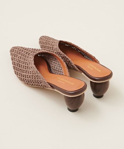 natural couture（ナチュラルクチュール）の「ウッドヒール雑材メッシュミュール（その他シューズ・レディース・アイボリー/ブラック/ブラウン・MEDIUM/LARGE）」の6枚目の写真