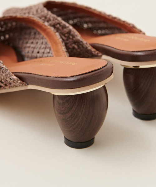 natural couture（ナチュラルクチュール）の「ウッドヒール雑材メッシュミュール（その他シューズ・レディース・アイボリー/ブラック/ブラウン・MEDIUM/LARGE）」の8枚目の写真