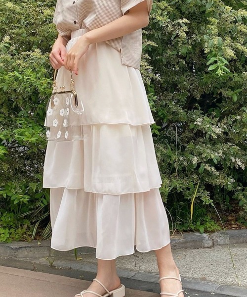 WEGO（ウィゴー）の「WEGO/ティアードロングスカート（スカート・レディース・ブラック/サックスブルー/アイボリー/アニマル・FREE）」の2枚目の写真