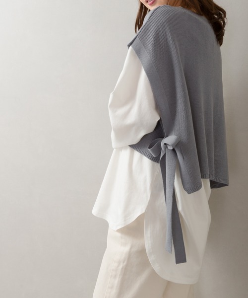 SpRay(スプレイ)の「サイドリボンベストアンサンブル(アンサンブル・レディース・ベージュ/ブルー系その他/グリーン/アイボリー/スミクロ・FREE)」の5枚目の写真