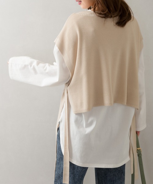 SpRay(スプレイ)の「サイドリボンベストアンサンブル(アンサンブル・レディース・ベージュ/ブルー系その他/グリーン/アイボリー/スミクロ・FREE)」の8枚目の写真