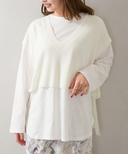 SpRay(スプレイ)の「サイドリボンベストアンサンブル(アンサンブル・レディース・ベージュ/ブルー系その他/グリーン/アイボリー/スミクロ・FREE)」の12枚目の写真