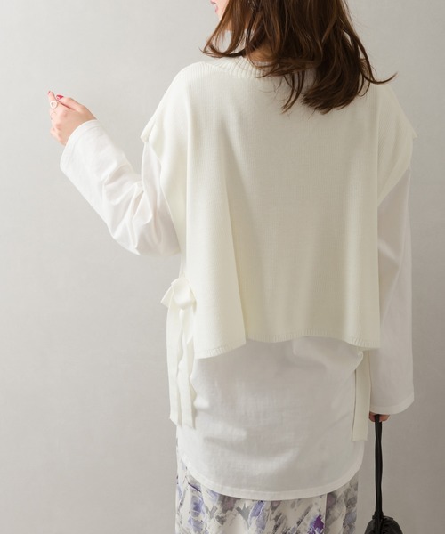 SpRay(スプレイ)の「サイドリボンベストアンサンブル(アンサンブル・レディース・ベージュ/ブルー系その他/グリーン/アイボリー/スミクロ・FREE)」の14枚目の写真