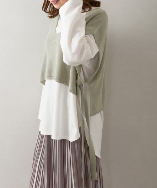 SpRay(スプレイ)の「サイドリボンベストアンサンブル(アンサンブル・レディース・ベージュ/ブルー系その他/グリーン/アイボリー/スミクロ・FREE)」の15枚目の写真