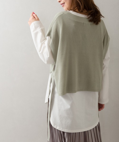 SpRay(スプレイ)の「サイドリボンベストアンサンブル(アンサンブル・レディース・ベージュ/ブルー系その他/グリーン/アイボリー/スミクロ・FREE)」の16枚目の写真