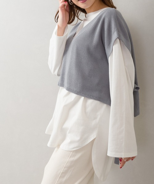 SpRay(スプレイ)の「サイドリボンベストアンサンブル(アンサンブル・レディース・ベージュ/ブルー系その他/グリーン/アイボリー/スミクロ・FREE)」の22枚目の写真