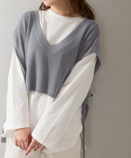 SpRay(スプレイ)の「サイドリボンベストアンサンブル(アンサンブル・レディース・ベージュ/ブルー系その他/グリーン/アイボリー/スミクロ・FREE)」の20枚目の写真