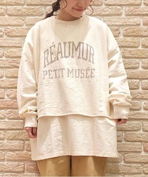 Samansa Mos2 | 裏毛ロゴプリントレイヤードチュニック(Tシャツ/カットソー)