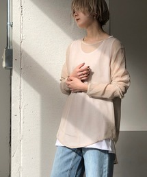 リネンライクシアーラウンドヘムプルオーバー