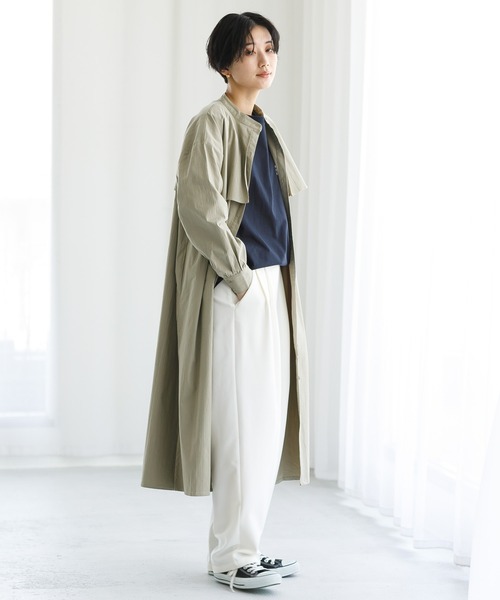 koe(コエ)の「バンドカラーシャツ羽織(シャツ/ブラウス・レディース・ベージュ/カーキ・FREE)」の2枚目の写真