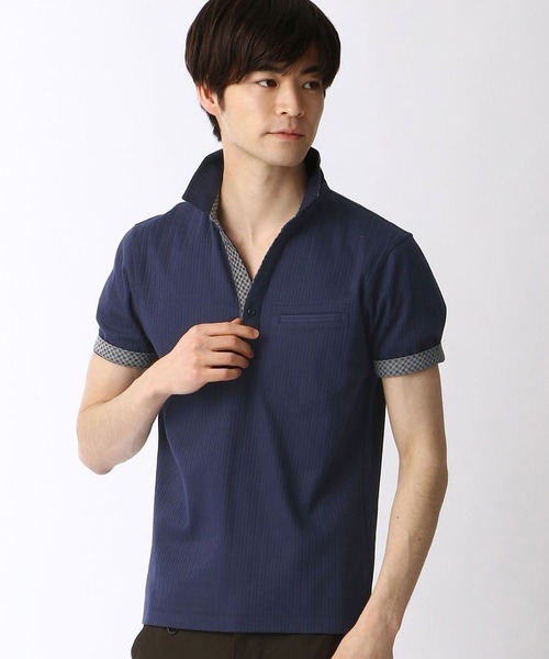 NICOLE CLUB FOR MEN（ニコルクラブフォーメン）の「スキッパ－ポロシャツ（ポロシャツ・メンズ・ホワイト/ブラック/ネイビー/サックスブルー/ラベンダー・MEDIUM/LARGE/X-LARGE/XX-LARGE）」の3枚目の写真