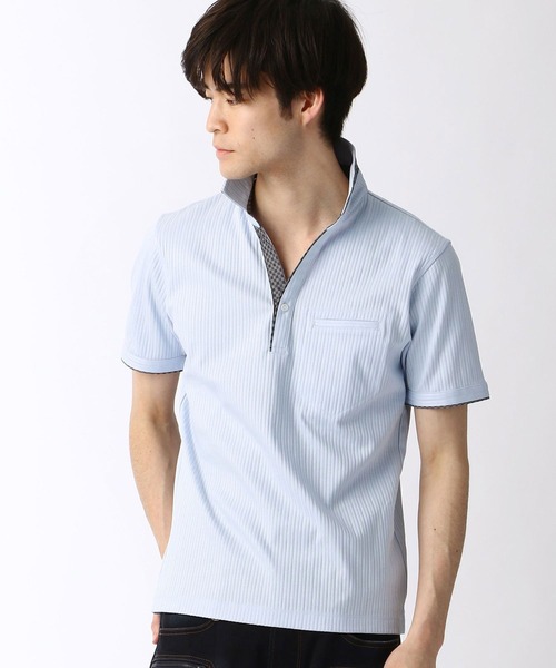 NICOLE CLUB FOR MEN（ニコルクラブフォーメン）の「スキッパ－ポロシャツ（ポロシャツ・メンズ・ホワイト/ブラック/ネイビー/サックスブルー/ラベンダー・MEDIUM/LARGE/X-LARGE/XX-LARGE）」の4枚目の写真