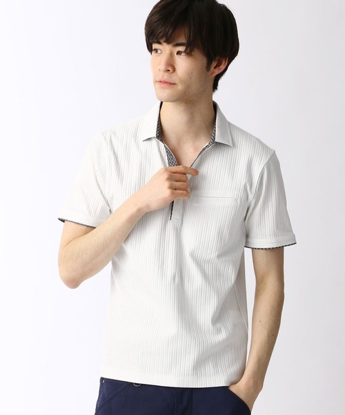 NICOLE CLUB FOR MEN（ニコルクラブフォーメン）の「スキッパ－ポロシャツ（ポロシャツ・メンズ・ホワイト/ブラック/ネイビー/サックスブルー/ラベンダー・MEDIUM/LARGE/X-LARGE/XX-LARGE）」の10枚目の写真