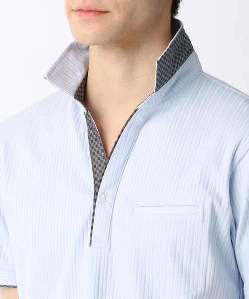 NICOLE CLUB FOR MEN（ニコルクラブフォーメン）の「スキッパ－ポロシャツ（ポロシャツ・メンズ・ホワイト/ブラック/ネイビー/サックスブルー/ラベンダー・MEDIUM/LARGE/X-LARGE/XX-LARGE）」の8枚目の写真