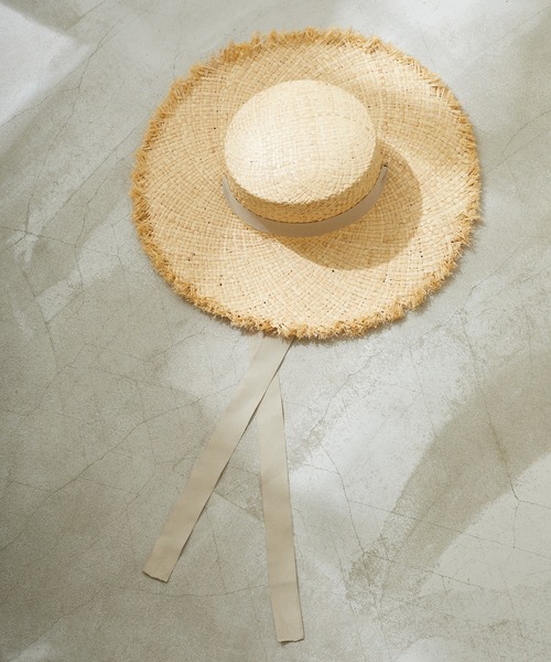 Birthday room（バースデイルーム）の「リボン付きラフィアハット（ハット・レディース・ブラック/グレイッシュベージュ・FREE）」の6枚目の写真