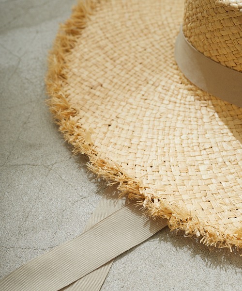 Birthday room（バースデイルーム）の「リボン付きラフィアハット（ハット・レディース・ブラック/グレイッシュベージュ・FREE）」の8枚目の写真