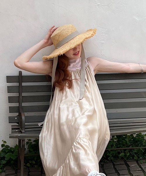 Birthday room（バースデイルーム）の「リボン付きラフィアハット（ハット・レディース・ブラック/グレイッシュベージュ・FREE）」の20枚目の写真