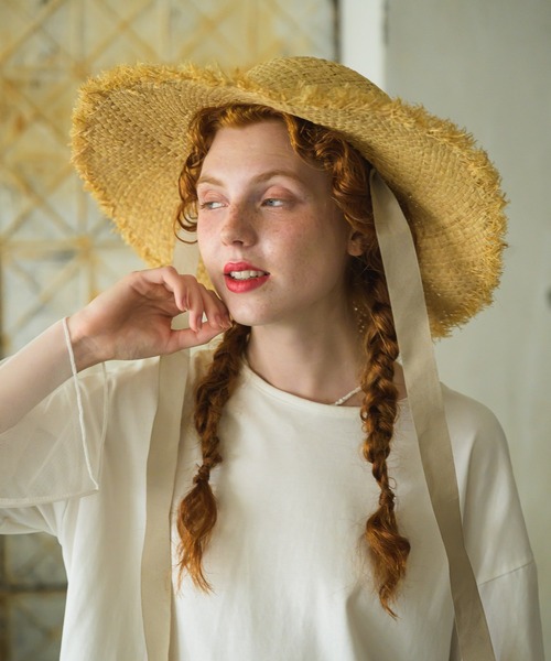 Birthday room（バースデイルーム）の「リボン付きラフィアハット（ハット・レディース・ブラック/グレイッシュベージュ・FREE）」の16枚目の写真