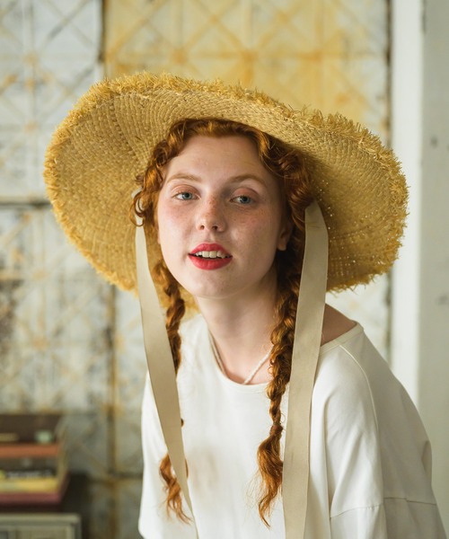 Birthday room（バースデイルーム）の「リボン付きラフィアハット（ハット・レディース・ブラック/グレイッシュベージュ・FREE）」の15枚目の写真