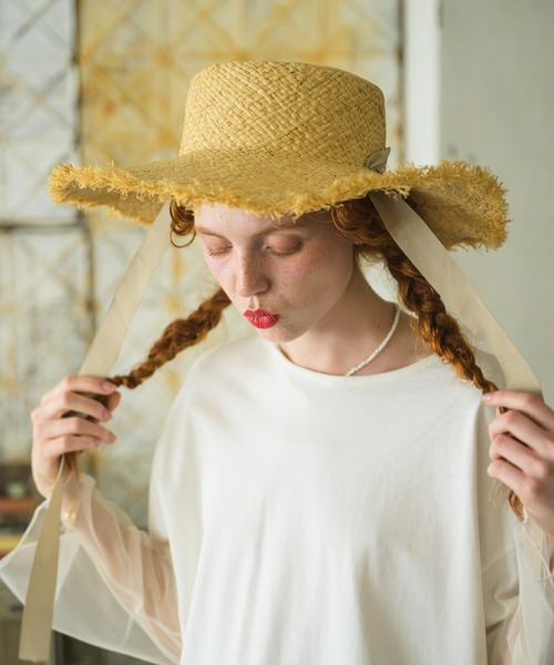 Birthday room（バースデイルーム）の「リボン付きラフィアハット（ハット・レディース・ブラック/グレイッシュベージュ・FREE）」の14枚目の写真