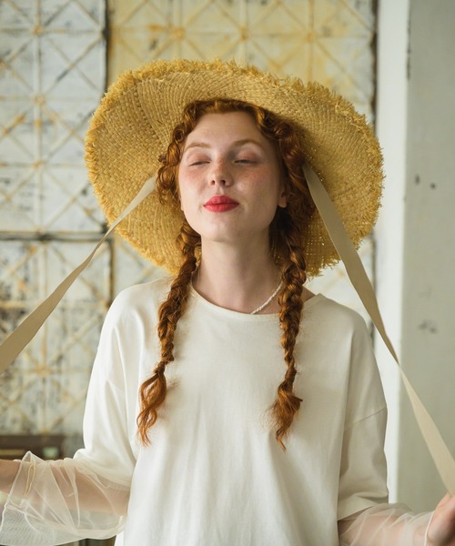 Birthday room（バースデイルーム）の「リボン付きラフィアハット（ハット・レディース・ブラック/グレイッシュベージュ・FREE）」の12枚目の写真