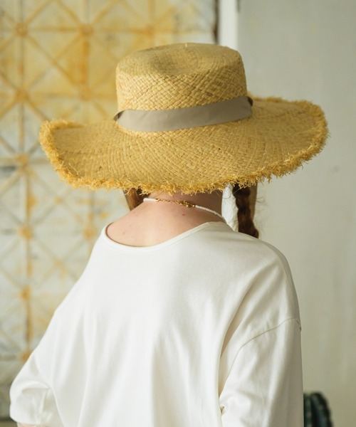 Birthday room（バースデイルーム）の「リボン付きラフィアハット（ハット・レディース・ブラック/グレイッシュベージュ・FREE）」の11枚目の写真