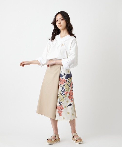 ふりふ（フリフ）の「【キクマツバメ・花天井】コハゼ付スカート（スカート・レディース・ベージュ/ネイビー・FREE）」の4枚目の写真