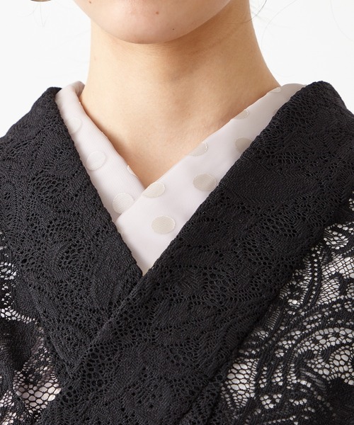 ふりふ(フリフ)の「オパールドット半襟(和装小物・レディース・ブラック/グレイッシュベージュ・FREE)」の4枚目の写真