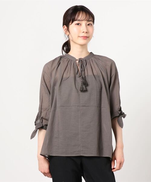 NAVY（ネイビー）の「袖リボン デザイン袖 7分袖ブラウス（シャツ/ブラウス・レディース・ホワイト/グレー/ネイビー・フリー）」の5枚目の写真