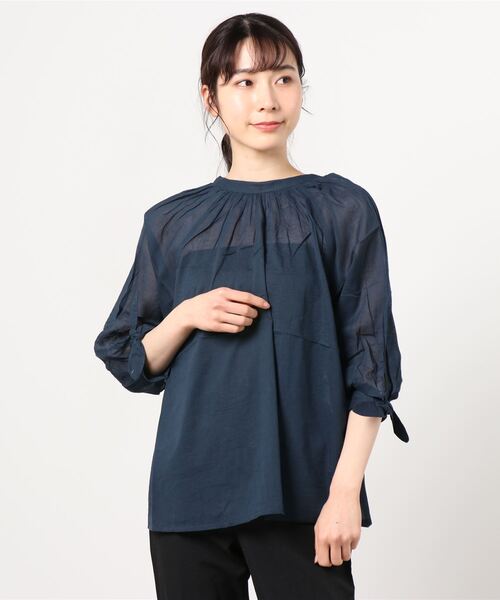 NAVY（ネイビー）の「袖リボン デザイン袖 7分袖ブラウス（シャツ/ブラウス・レディース・ホワイト/グレー/ネイビー・フリー）」の7枚目の写真