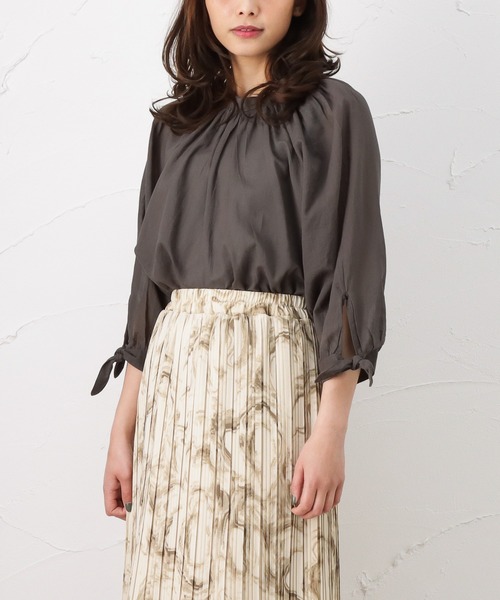 NAVY（ネイビー）の「袖リボン デザイン袖 7分袖ブラウス（シャツ/ブラウス・レディース・ホワイト/グレー/ネイビー・フリー）」の8枚目の写真