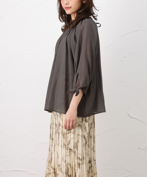 NAVY（ネイビー）の「袖リボン デザイン袖 7分袖ブラウス（シャツ/ブラウス・レディース・ホワイト/グレー/ネイビー・フリー）」の10枚目の写真